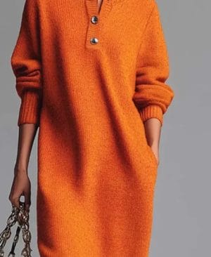 ⁦<h1 class="product_title entry-title">فستان سويت شيرت بأكمام طويلة موضة دافئة ياقة مرتفعة على شكل V سحاب سهل الارتداء ملابس شتوية عصرية للنساء</h1>⁩ - الصورة ⁦8⁩