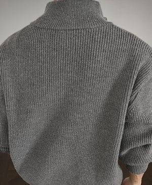 <h1 class="product_title entry-title">Men's Solid-Color Slim-Fit Turtleneck Sweater Jacket With Zipper</h1> - Image 3
