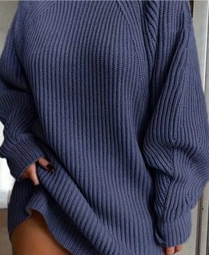 <h1 class="product_title entry-title">Solid Turtleneck Long Sweater Winter Warm Women Sweater Dress</h1> - Image 7