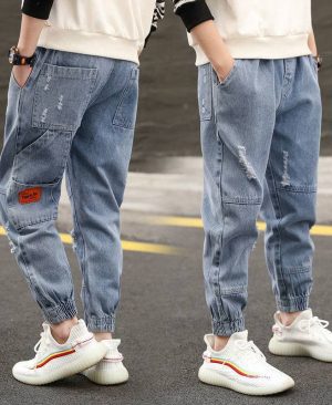 ⁦<h1 class="product_title entry-title">جينز وسراويل الأولاد طلاب المدارس الابتدائية بأسلوب غربي فضفاض</h1>⁩ - الصورة ⁦5⁩