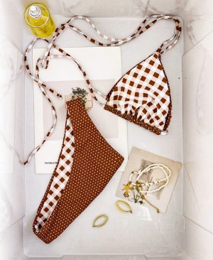 <h1 class="product_title entry-title">Retro Plaid And Polka-Dot Two-Piece Swimsuit Bikini Set</h1> - Image 5