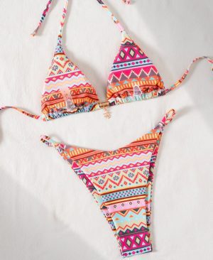 ⁦<h1 class="product_title entry-title">بيكيني مثلث برباط قابل للتعديل بخصر مطبوع - بدلة سباحة مكونة من قطعتين</h1>⁩ - الصورة ⁦4⁩