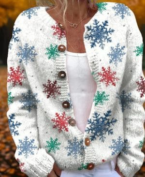 <h1 class="product_title entry-title">Round Neck Sweater Christmas Button Cardigan Long Sleeve Sweater</h1> - Image 7