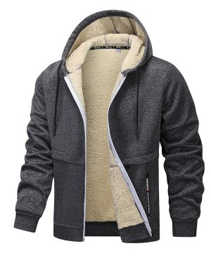 ⁦<h1 class="product_title entry-title">هودي كاجوال للرجال سميك من فليس مع بطانة شيربا سميكة جاكيت بغطاء رأس بسحاب ملابس شتوية</h1>⁩ - الصورة ⁦4⁩