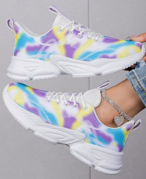 <h1 class="product_title entry-title">Casual Flower Sneakers Flat Large Size Upturned Lace-up</h1> - Image 5