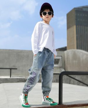 ⁦<h1 class="product_title entry-title">جينز وسراويل الأولاد طلاب المدارس الابتدائية بأسلوب غربي فضفاض</h1>⁩ - الصورة ⁦1⁩