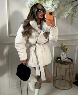 <h1 class="product_title entry-title">Winter Thickened Jacket Fashion Lapel Cotton Coat With Belt Warm Casual Top Outwear Women's Clothing</h1> - Image 9