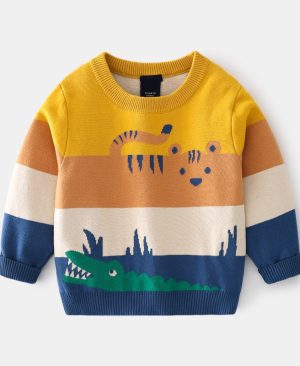 <h1 class="product_title entry-title">Abstract Cartoon Jacquard Double Layer Sweater For Boys</h1> - Image 4