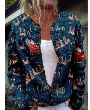 <h1 class="product_title entry-title">Round Neck Sweater Christmas Button Cardigan Long Sleeve Sweater</h1> - Image 3