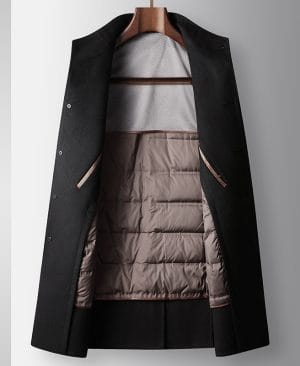 ⁦<h1 class="product_title entry-title">معطف صوف يدوي للرجال بطول متوسط مع ياقة واقفة</h1>⁩ - الصورة ⁦6⁩