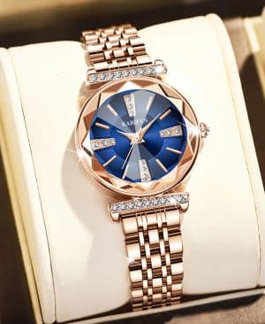 ⁦<h1 class="product_title entry-title">ساعة نسائية من الفولاذ المقاوم للصدأ مع مرآة ماسية مقاومة للماء</h1>⁩ - الصورة ⁦5⁩