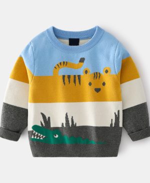<h1 class="product_title entry-title">Abstract Cartoon Jacquard Double Layer Sweater For Boys</h1> - Image 3