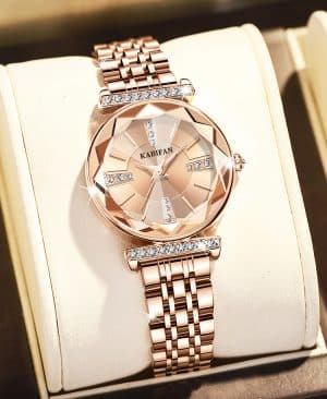 ⁦<h1 class="product_title entry-title">ساعة نسائية من الفولاذ المقاوم للصدأ مع مرآة ماسية مقاومة للماء</h1>⁩ - الصورة ⁦3⁩