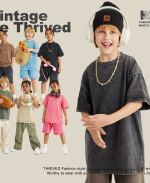 <h1 class="product_title entry-title">Washed Round Neck Short Sleeve Batik Children's T-shirt</h1> - Image 5