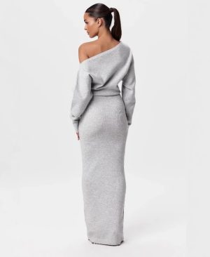 <h1 class="product_title entry-title">Ins Slim Long Sleeve Knitted Dress Evening Party Sexy Off-shoulder Bodycon Long Dresses</h1> - Image 7