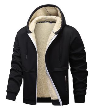 ⁦<h1 class="product_title entry-title">هودي كاجوال للرجال سميك من فليس مع بطانة شيربا سميكة جاكيت بغطاء رأس بسحاب ملابس شتوية</h1>⁩ - الصورة ⁦3⁩