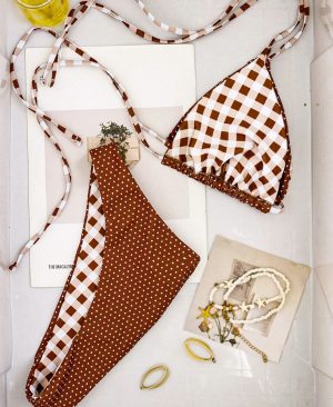 <h1 class="product_title entry-title">Retro Plaid And Polka-Dot Two-Piece Swimsuit Bikini Set</h1> - Image 6