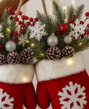 <h1 class="product_title entry-title">Christmas Garland Creative Glove Shaped Simulated Flower Wreath Window Door Gate Decoration Door Sign Xmas Party Decoration</h1> - Image 3