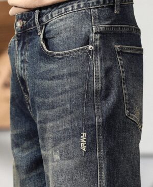 <h1 class="product_title entry-title">Retro Mens Loose-fit Plus-size Wide-leg Casual Denim Jeans</h1> - Image 4