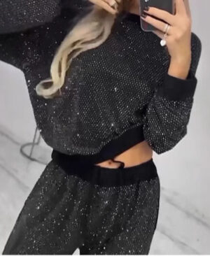 ⁦<h1 class="product_title entry-title">بلوزة فضفاضة بأكمام طويلة وفتحة دائرية مزينة بنجوم لخريف وشتاء</h1>⁩ - الصورة ⁦4⁩