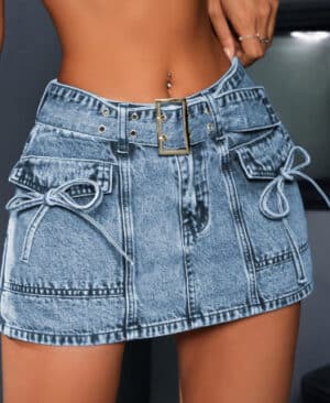 ⁦<h1 class="product_title entry-title">شورت جينز قصير نسائي بمرونة عالية وخصر متوسط</h1>⁩ - الصورة ⁦4⁩