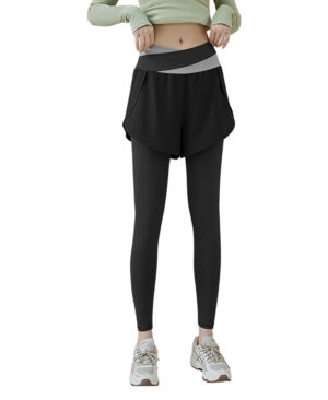 <h1 class="product_title entry-title">New Color-block Faux Two-piece Yoga Pants With Side Pockets</h1> - Image 9