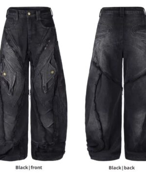 <h1 class="product_title entry-title">Heavy-duty Raw-edged Distressed-style Post-apocalyptic Loose-fit Jeans</h1> - Image 5