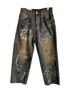 <h1 class="product_title entry-title">Mens Patchwork Design Loose Wide-Leg Draping Straight-Leg Pants Trousers</h1> - Image 4