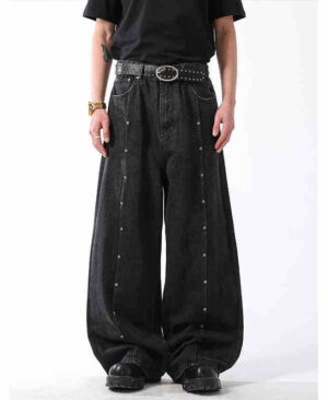 ⁦<h1 class="product_title entry-title">جينز دنيم رجالي بتصميم أمريكي عتيق مع تفاصيل ممزقة وساق مستقيمة مع مسامير وتشطيب مغسول</h1>⁩ - الصورة ⁦5⁩