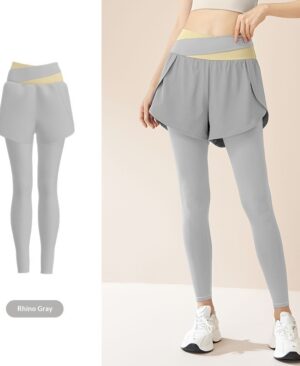 <h1 class="product_title entry-title">New Color-block Faux Two-piece Yoga Pants With Side Pockets</h1> - Image 3