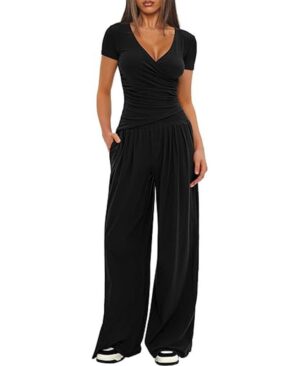 <h1 class="product_title entry-title">Women's Short-sleeve Sportswear And Wide-leg Pants Set</h1> - Image 6