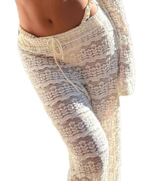 <h1 class="product_title entry-title">Womens Casual Hollow-Out Lace Patchwork Jacquard Knit Pants</h1> - Image 4