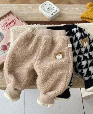 <h1 class="product_title entry-title">Autumn And Winter Girls Thick Bear Casual Lambswool Trousers</h1> - Image 7