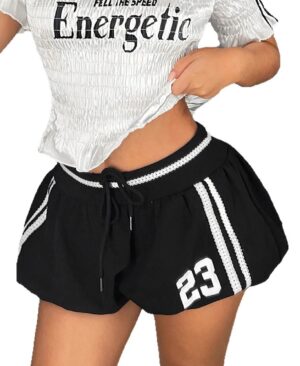 ⁦<h1 class="product_title entry-title">شورتات عصرية بخصر مرن وطباعة حروف مع أربطة</h1>⁩ - الصورة ⁦6⁩