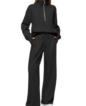 ⁦<h1 class="product_title entry-title">طقم نسائي من سويت شيرت بأكمام طويلة بسحاب نصف و بنطلون واسع، ملابس رياضية كاجوال، بدلة نسائية</h1>⁩ - الصورة ⁦6⁩