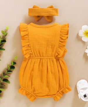 <h1 class="product_title entry-title">Lace Sleeve Double-Sided Ruffled Triangle Romper</h1> - Image 5