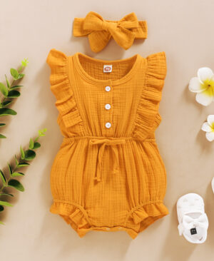 <h1 class="product_title entry-title">Lace Sleeve Double-Sided Ruffled Triangle Romper</h1> - Image 4