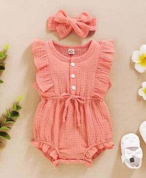 <h1 class="product_title entry-title">Lace Sleeve Double-Sided Ruffled Triangle Romper</h1> - Image 8