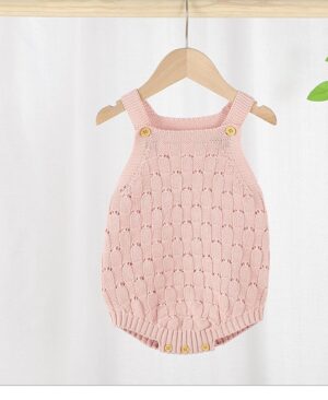 <h1 class="product_title entry-title">Solid Color Sling Baby Dress Baby Knitted Cotton One-Piece</h1> - Image 6