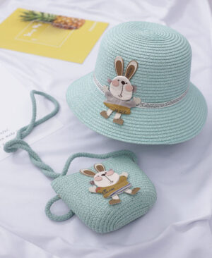 ⁦<h1 class="product_title entry-title">حقيبة زينة الأرنب اللطيف بقبعة قش من قطعتين</h1>⁩ - الصورة ⁦4⁩