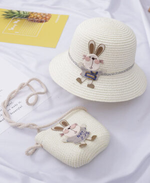 ⁦<h1 class="product_title entry-title">حقيبة زينة الأرنب اللطيف بقبعة قش من قطعتين</h1>⁩ - الصورة ⁦8⁩