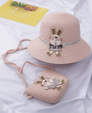 ⁦<h1 class="product_title entry-title">حقيبة زينة الأرنب اللطيف بقبعة قش من قطعتين</h1>⁩ - الصورة ⁦6⁩