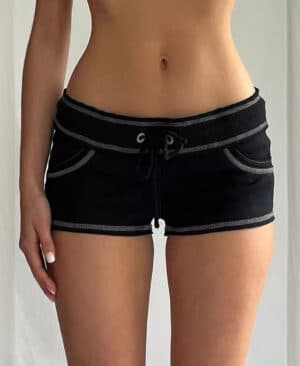 <h1 class="product_title entry-title">Open-stitch Design Lace-up Low-rise Hot Pants</h1> - Image 4