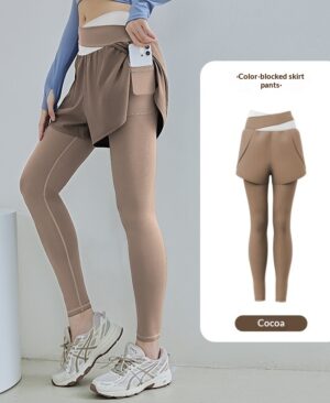 <h1 class="product_title entry-title">New Color-block Faux Two-piece Yoga Pants With Side Pockets</h1> - Image 5