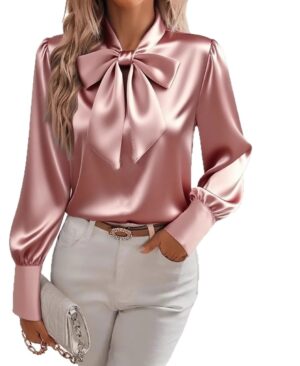 <h1 class="product_title entry-title">Bow-tie Blouse Fashion Commuting Lace-up Pullover Long-sleeved Top Women's Clothing</h1> - Image 7