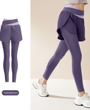 <h1 class="product_title entry-title">New Color-block Faux Two-piece Yoga Pants With Side Pockets</h1> - Image 6