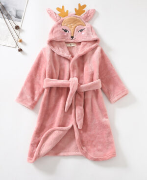 <h1 class="product_title entry-title">Girls Cartoon Hooded Flannel Lace-up Bathrobe</h1> - Image 9