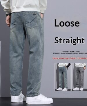 ⁦<h1 class="product_title entry-title">جينز دنيم واسع الساق للرجال بتصميم ستريت ستايل</h1>⁩ - الصورة ⁦3⁩