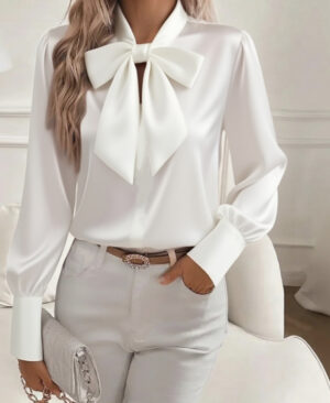 <h1 class="product_title entry-title">Bow-tie Blouse Fashion Commuting Lace-up Pullover Long-sleeved Top Women's Clothing</h1> - Image 6