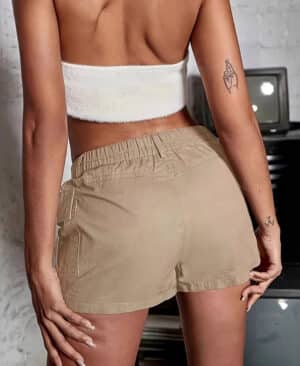 <h1 class="product_title entry-title">Elastic-waist Cargo Shorts With Pockets Casual Pants</h1> - Image 5